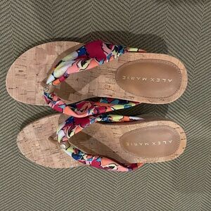 Alex Marie multi colored wedge sandals.